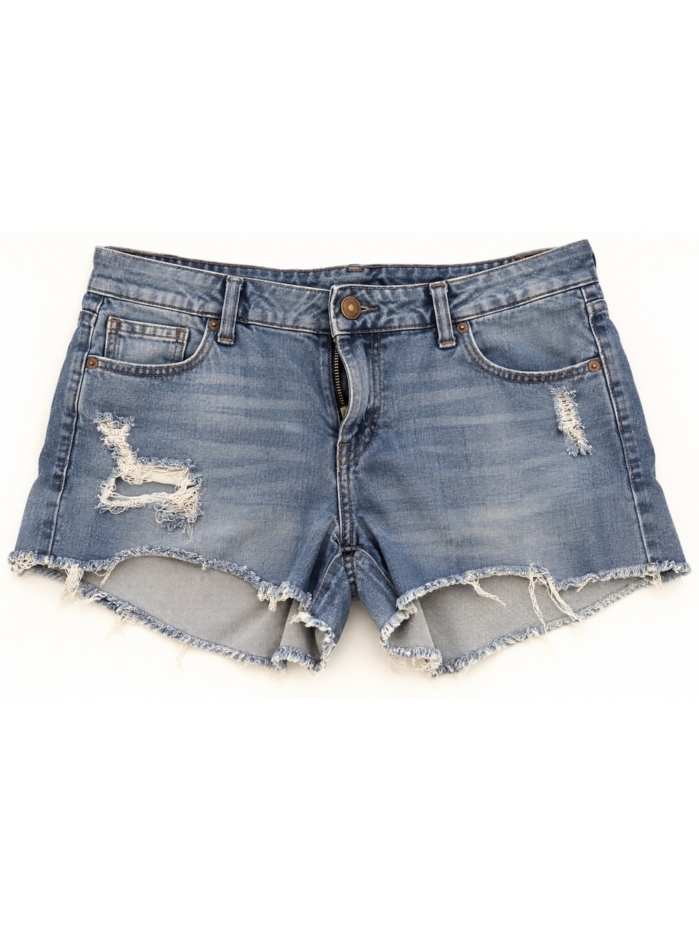 Vanilla Star Mid Rise Shortie Distressed Denim Shorts Size 16